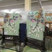 A pair of Jade panels on stands (boxed).