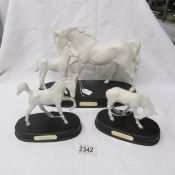 3 Royal Doulton horses on bases being a large example entitled 'Spirit of Affection' and 2 smaller