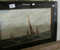 A 20th century oil on canvas East Anglian school entitled Jigger boat.