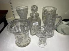 6 items of glass including jug and decanter