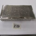 An ornate white metal cigarette/trinket box, (possibly Danish).