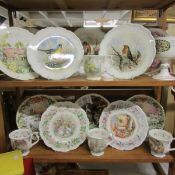 12 picture plates including 'Wild Birds Reg Johnson, 4 Royal Doulton Brambley edge, mugs etc.