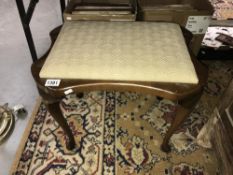 A 1930's bedroom dressing table stool with Queen Anne legs