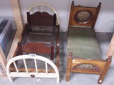 2 Edwardian dolls beds and a Tri-ang dolls beds