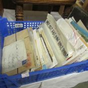 A crate of first day covers, air mail, 1930's onwards and Post office cards etc.