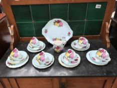 An imperial fine English china 22ct gold and rose decorated tea set