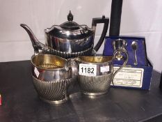 A 3 piece silver plate tea set - maker R. P & Co.