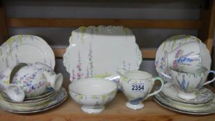 A Foley china tea set (missing one saucer).