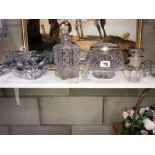 An English crystal posy holder, decanter, bowls etc.