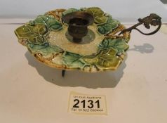 A Victorian majolica chamber candlestick.