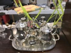 A quantity of silver plated items including a teaset