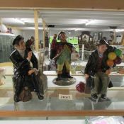 3 Royal Doulton figures being Balloon Man, Town Crier and Shore Leave, all in good condition,.