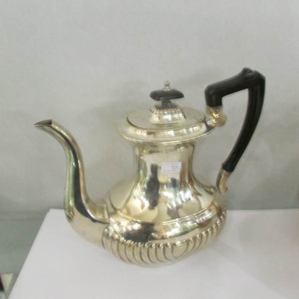 A silver plate teapot and 2 other silver plate pots. - Image 2 of 3