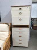 2 melamine and teak effect bedroom chest of drawers