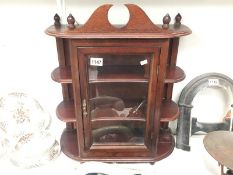 A darkwood stained collectors display cabinet