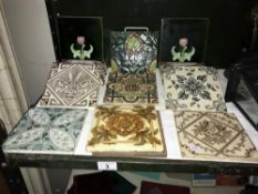 A quantity of vintage decorated tiles