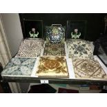 A quantity of vintage decorated tiles