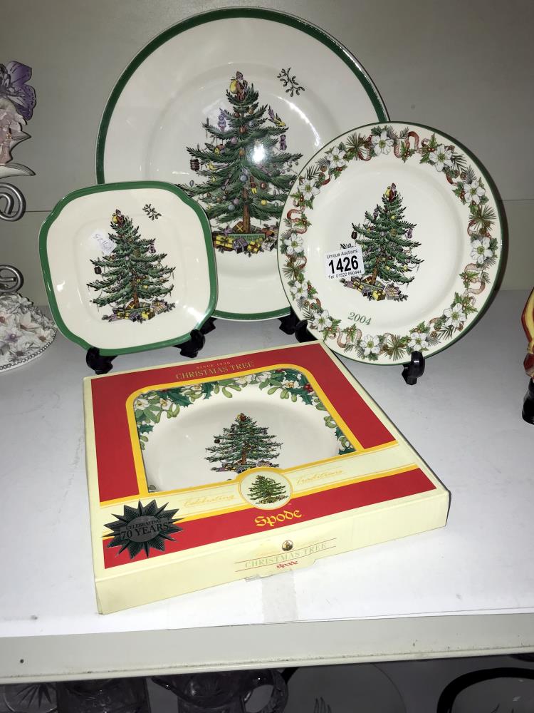 4 Spode Christmas tree plates