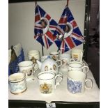 A collection of Royal family commemorative china including teacups and teapots