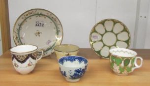 6 pieces of 19th century porcelain being 2 tea bowls (a/f), a Davenport cup & saucer,