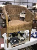 A Wicker lloyd loom style chair