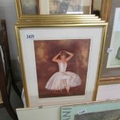 5 framed and glazed prints of ballerina's.