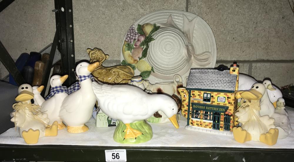 A Goebel cow creamer etc including duck ornaments etc.