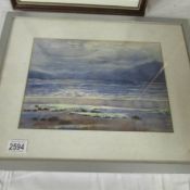 A c W Bellringer watercolour, Scottish colourist style moonlit scene Arran Island,
