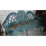 A cast iron garden seat.