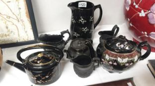 7 pieces of black pottery mourning ware