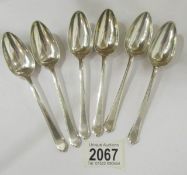 6 silver grapefruit spoons, approximately 185 grams.