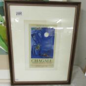 A framed and glazed Marc Chagall (1887-1985) lithographic print, Ville De Nice 1952,