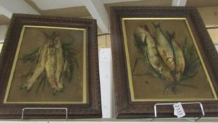 A pair of framed Victorian impressed studies of fish.