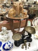 A small round glass top table