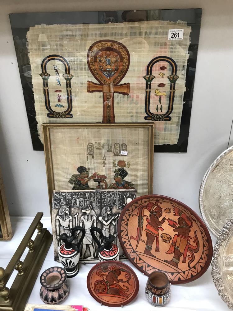 A quantity of Egyptian revival wall decorations etc.