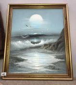 A gilt framed coastal scene signed Prince?