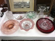 A quantity art glass bowls, dishes, vases etc.