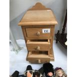 A small 3 drawer pine chest of drawers