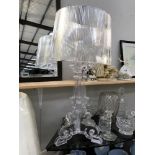 A tall clear acrylic plastic table lamp (shade A/F)