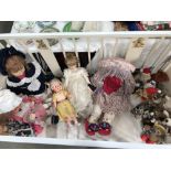 A quantity of collectors dolls and cuddly toy bears