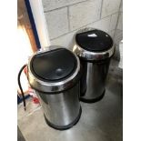 2 stainless steel kitchen bins