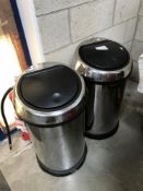 2 stainless steel kitchen bins