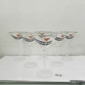 A set of 6 Manhattan cocktail glasses.