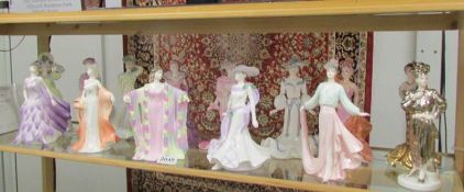 A collection of 14 Coalport figures by David Shilling including designer series and limited