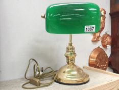 A brass bankers lamp