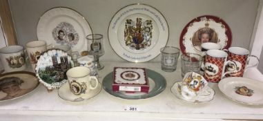A collection of Royal memorabilia of ceramics and glassware including George V coronation and