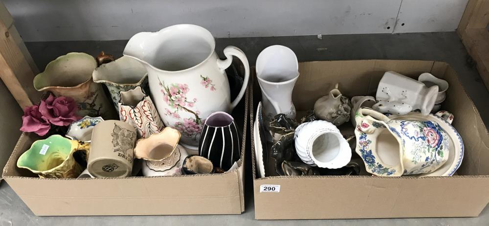 2 boxes of Victorian/Edwardian china including Masons Arthurwood etc.