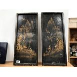 A pair of lacquered panels