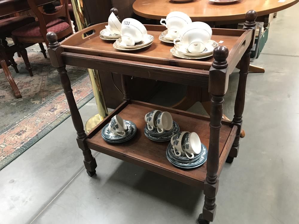 A pine tea trolley with butlers tray
