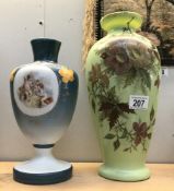 2 Victorian overlaid glass vases